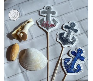 Stickserie ITH - Anker AHOI & MOIN - zum WENDEN plus ANHÄNGER, Appli & STECKER